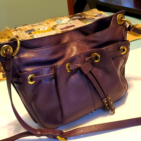 Plum Leather Oryany Shoulder Satchel - Picture 2 of 8